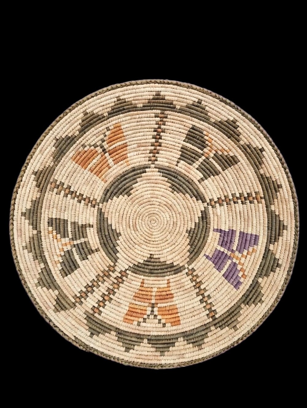 Vintage Hand Woven Coiled Basket Tray - Southwestern Boho Wall Decor Tribal